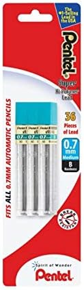 Pentel Super Hi-Polymer Lead Refill (0.7mm), B, 36 Pieces of Lead (L50BP3B-K6)