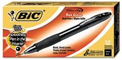 BIC Velocity Ballpoint Retractable Pen, Black Ink, Bold, Dozen