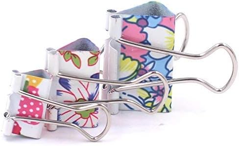 50 Pack Colorful Printed Binder Clips, Assorted Sizes (Floral)