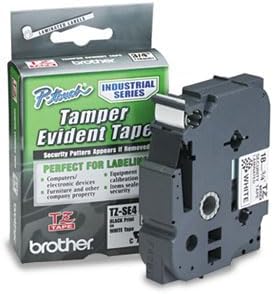 Brother Genuine P-touch TZE-SE4 Tape, 3/4" (0.7") Wide Tamper-Evident Laminated Tape, Black on White, Primarily for Property Security Applications, Water-Resistant, 0.7" x 26.2' (18mm x 8M), TZESE5