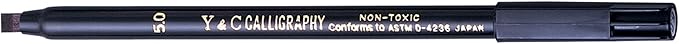 Yasutomo - NSC603A Y and C Water Based Calligraphy Markers, Chisel Tip, Assorted Sizes, Black, Pack of 3 - 443609