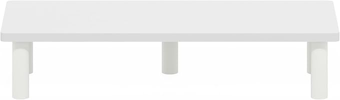 Furinno TURN-N-TUBE Monitor Stand Riser, Rectangle Monitor Riser, Laptop Stand for Desk, Office Desk Accessories, Desk Organizers and Accessories, Toolless Assembly, For Study Room, Dorm, White