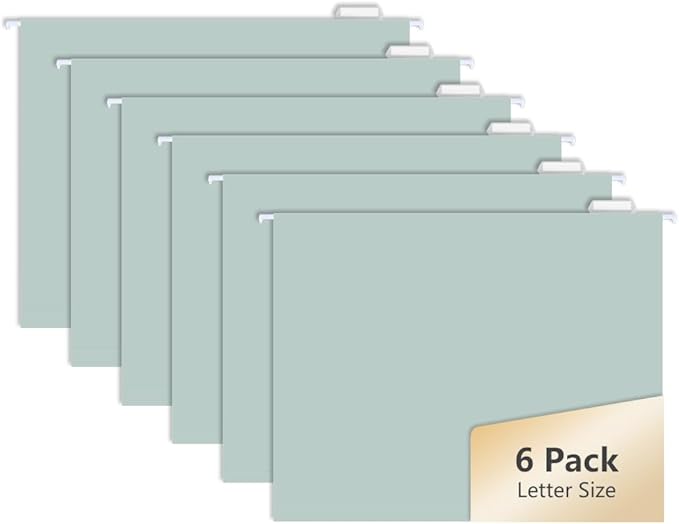 6pcs MagDurnus Hanging File Folders, Pastel Color Design,Letter Size with 1/5 Adjustable Cut Tabs, Blue, Decorative,Drawer,Desk and Cabinet Use