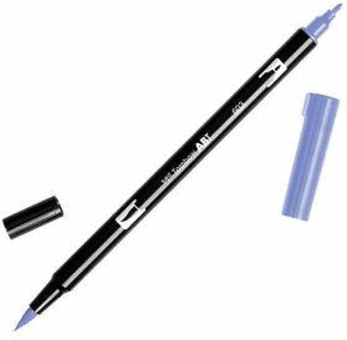 Tombow 56567 Dual Brush Pen Art Marker, 603 - Periwinkle, 1-Pack. Blendable, Brush and Fine Tip Marker