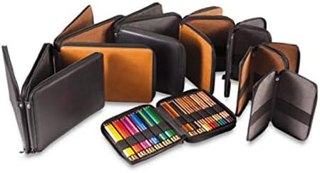 Speedball Art Products Genuine Leather Storage Case for Pencils, Markers, Pens and Art Supplies, Holds Up to 72 Standard Pencils, Black