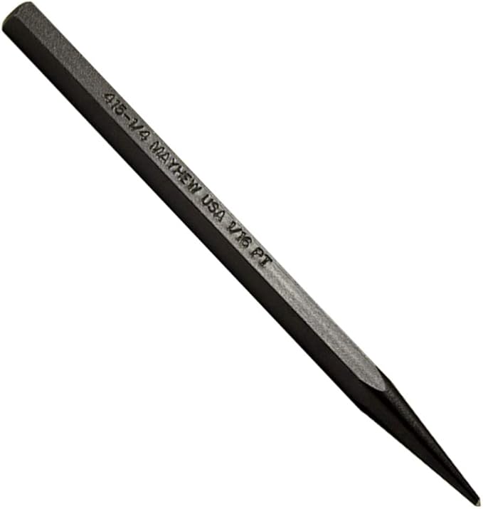 Mayhew Tools 24005 Center Punch, 1/16" - 1.5 mm x 4", Black Oxide Finish