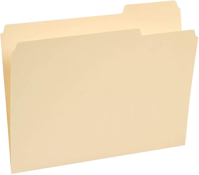 Staples File Folders, Letter Size, 1/3‑Cut Tabs, Assorted Positions, Manila, Durable Paper Stock, 250/Pack