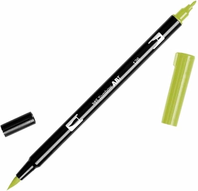 Tombow 56513 Dual Brush Pen Art Marker, 126 - Light Olive, 1-Pack. Blendable, Brush and Fine Tip Marker