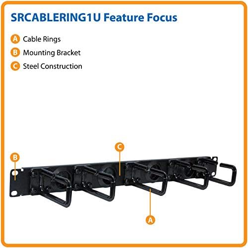 TRIPP LITE Horizontal Server Rack Enclosure Cable Manager, Finger Duct with Cover, Black Steel, 1U Rack-Mount, Standard 19-Inch, 5-Year Warranty (SRCABLERING1U)