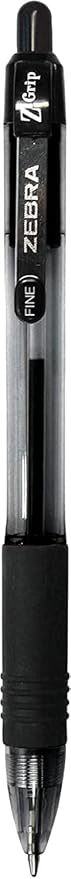 Zebra Z-grip Ballpoint Pens - Black Retractable Fine Point 0.7mm, Pack of 40