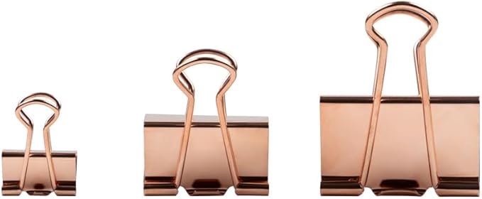 JAM PAPER Colorful Binder Clips - Small - 3/4 Inch (19 mm) - Rose Gold Binderclips - 25/Pack