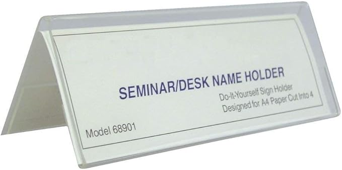 Acrylic 2-Sided Display Option V-Shaped Desk Name Plate for Name Plate Display for Business Conference, Reusable Table Place-Cards Holders for Wedding Restaurant and School (10 Inch x 2 Inch-20 Pack)