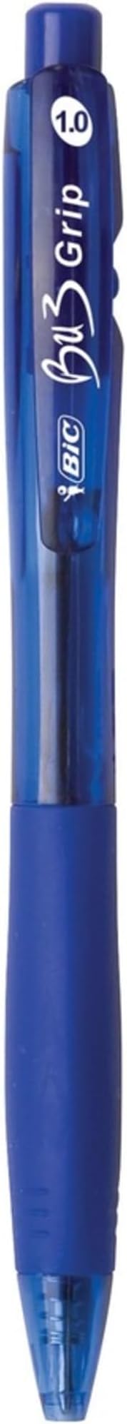 BIC BU3 Retractable Ballpoint Pen, Medium Point (1.0mm), Blue, Side Click Retraction For Added Convenience, 12-Count
