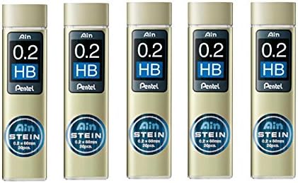 Pentel Ain Mechanical Pencil Leads 0.2mm HB, 5 Pack/total 100 Leads Value Set
