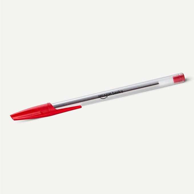 Amazon Basics Ballpoint Pens, Medium Point 1.0mm, Red Ink, 144-Pack