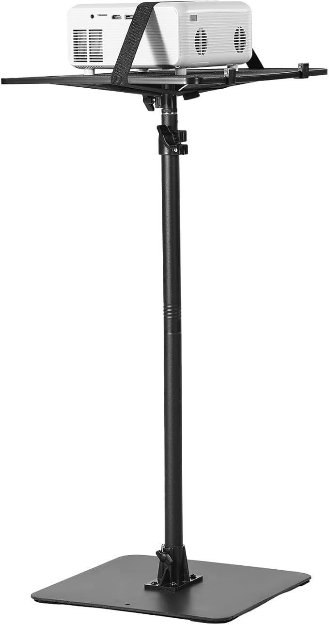 VEVOR Projector Stand with Adjustable Height 30.3 to 63.4 inch, 360° Horizontal Rotation Projectors Cart for Meetings, Outdoor Movies, Video Stand, Gimbal Mount or Tray Support