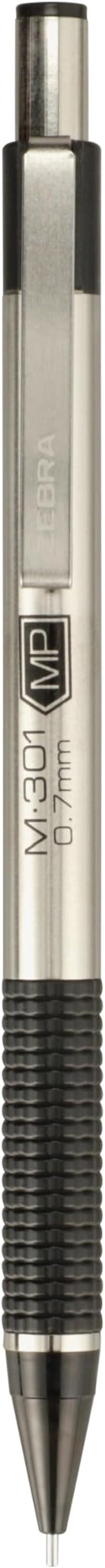 Zebra Pen, M-301 Mechanical Pencil, 0.7mm Point, Stainless Steel Barrel, Textured Grip, Smooth Writing Performance, Refillable, STEEL Series, 12-Count, (54310)