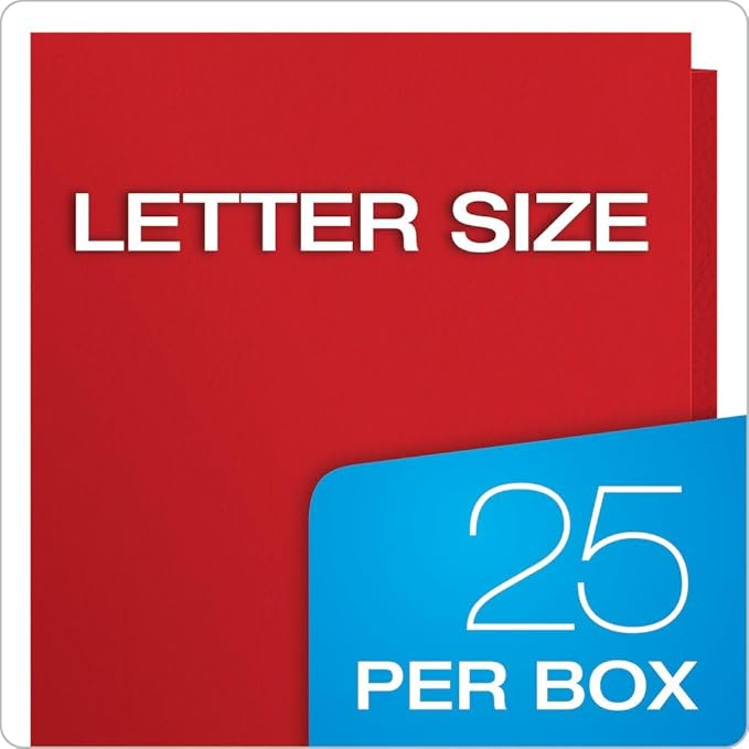 Oxford Two Pocket Folders, Textured Paper, Red, For School, Home, and Office, Letter Size, 25 Per Box (57511EE)