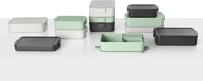 Brabantia Make & Take Large Lunch Box (Dark Gray) BPA-Free, Airtight Snap Locks, Microwave & Freezer Safe, Travel Meal Prep Container