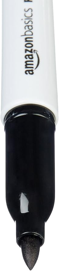Amazon Basics Fine Tip Permanent Markers for Writing, Drawing, Quick Drying, Office, School, and Home Use, Black, 24 Pack