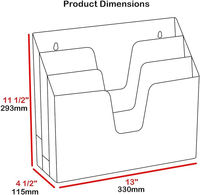 Acrimet Horizontal Triple File Folder Holder Organizer, Open-Top Desktop Document Sorter for Letter Size Papers & Folders, Includes 9 Manila Folders, Plastic Clear Crystal