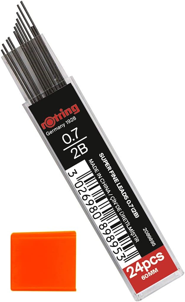 rOtring 0.7mm 2B Super Polymer Pencil Lead - Pack of 3 Tubes - 72 Leads in Total - Refills for Mechanical Pencils