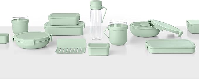 Brabantia Make & Take Flat Lunch Box (Jade Green) Convenient Size for Bags, BPA-Free, Airtight Snap Locks, Microwave & Freezer Safe, Travel Meal Prep Container