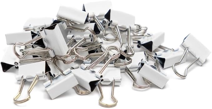JAM PAPER Colorful Binder Clips - Extra Small - 3/5 Inch (15 mm) - White Binderclips - 30/Pack