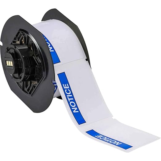 Brady B30-241-595-ANSINO 2.25" Height x 3" Width, B-595 Indoor/Outdoor Vinyl, White/Blue BBP31 Pre-Printed Pre-Cut Labels Tape with Sign Headers, 300 per Roll