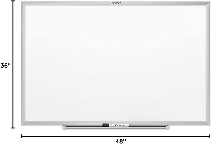 Quartet Magnetic Dry Erase White Board, 48"W x 36"H Whiteboard, Nano-Clean Surface Resists Ink Stains, Silver Aluminum Frame (SM534)