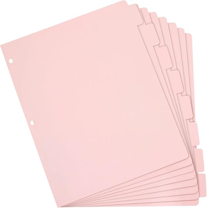 Paper Junkie Binder Dividers with Tabs - Letter Size, Pink, 96 Count - Dividers for 3-Ring Binder for School, Office Supplies & Nursing School Supplies