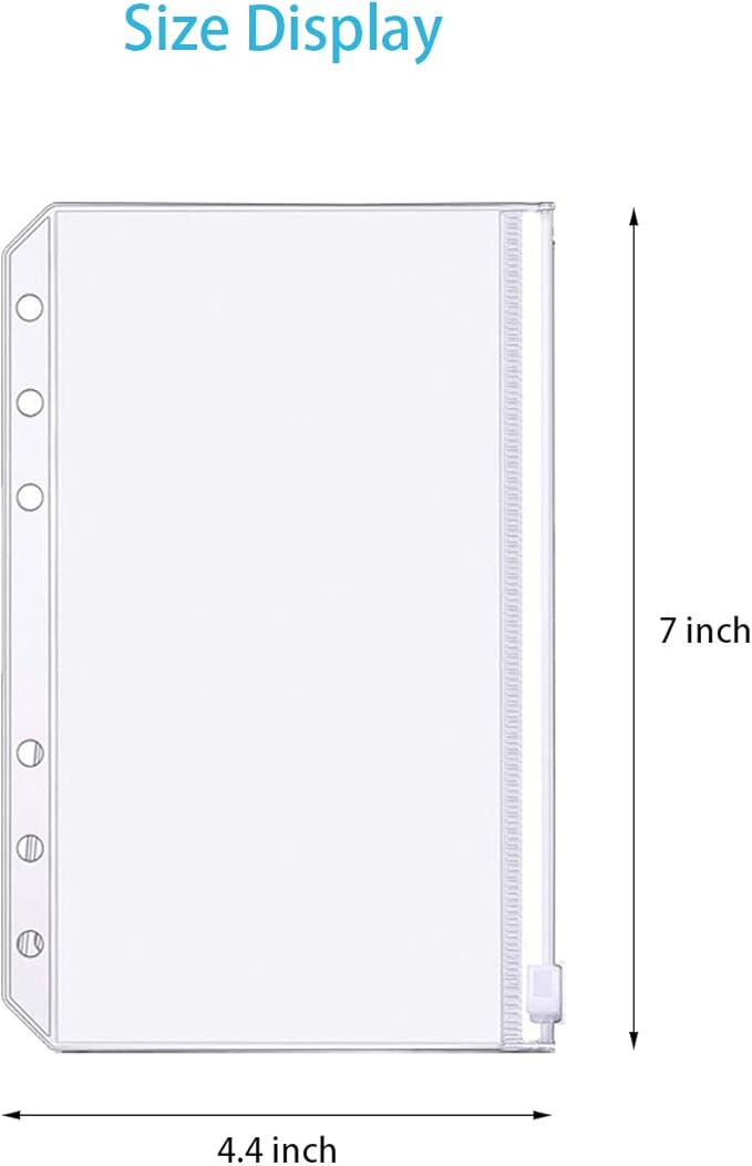 32 Pcs Binder Pockets A6 Size 6 Holes Binder Zipper Pouch Folders for 6-Ring Notebook Binder Loose Leaf Bags, Waterproof PVC Pouch Document Filing Bags,Name Cards and Receipt