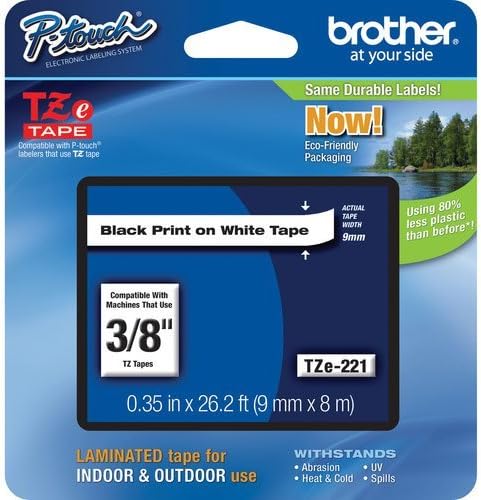 Brother P-Touch PT-1230PC Label Tape (OEM) 0.35" Black Print on White