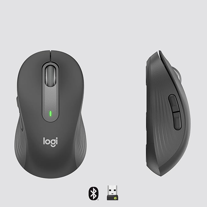 Logitech Signature M650 L Full Size Wireless Mouse - for Large Sized Hands, Silent Clicks, Customizable Side Buttons, Bluetooth, Multi-Device Compatibility (Graphite) (Renewed)