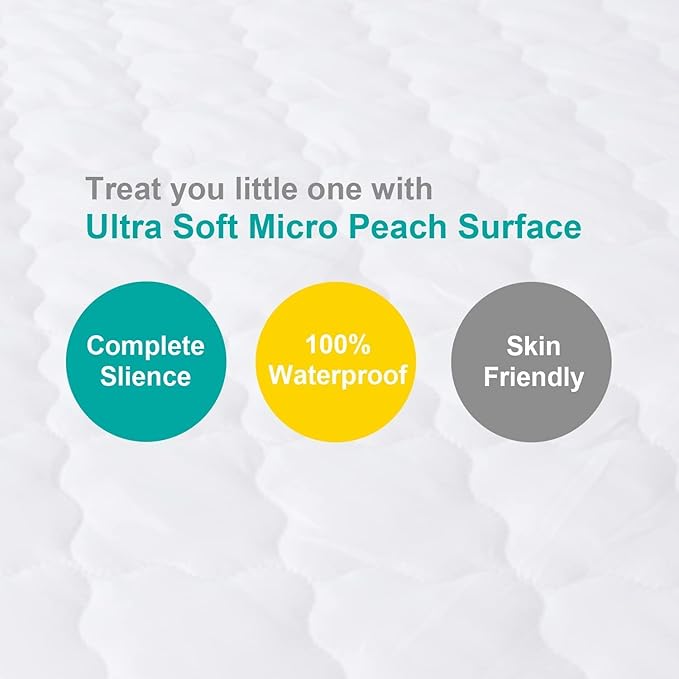 2 Pack Mini Crib Mattress Protector Waterproof Mini Crib Sheets Fitted 38'' x 24'' Skin Friendly & Breathable Sheet Machine Wash (Quilted Improved Thickness)