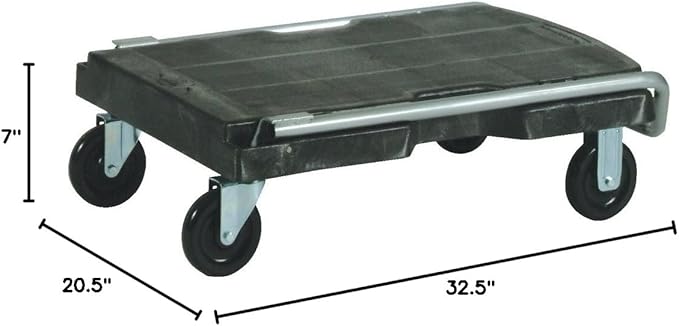 Rubbermaid Commercial Products Triple Trolley Folding Handle Dolly/Cart/Platform Truck with wheels, 500 lbs Capacity, for Moving/Warehouse/Office