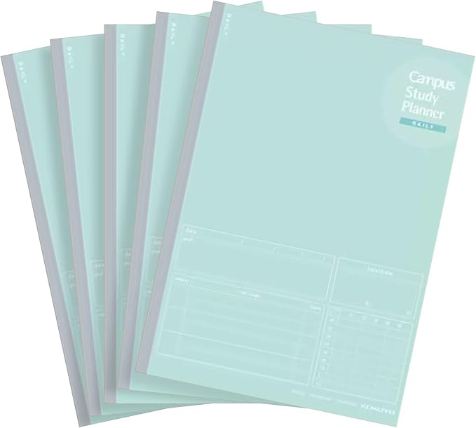 Kokuyo Campus Study Planner Notebook, Daily Ruled, Semi-B5, Mint Green, for 63 Days, Set of 5, Japan Import (NO-Y80MD-G)