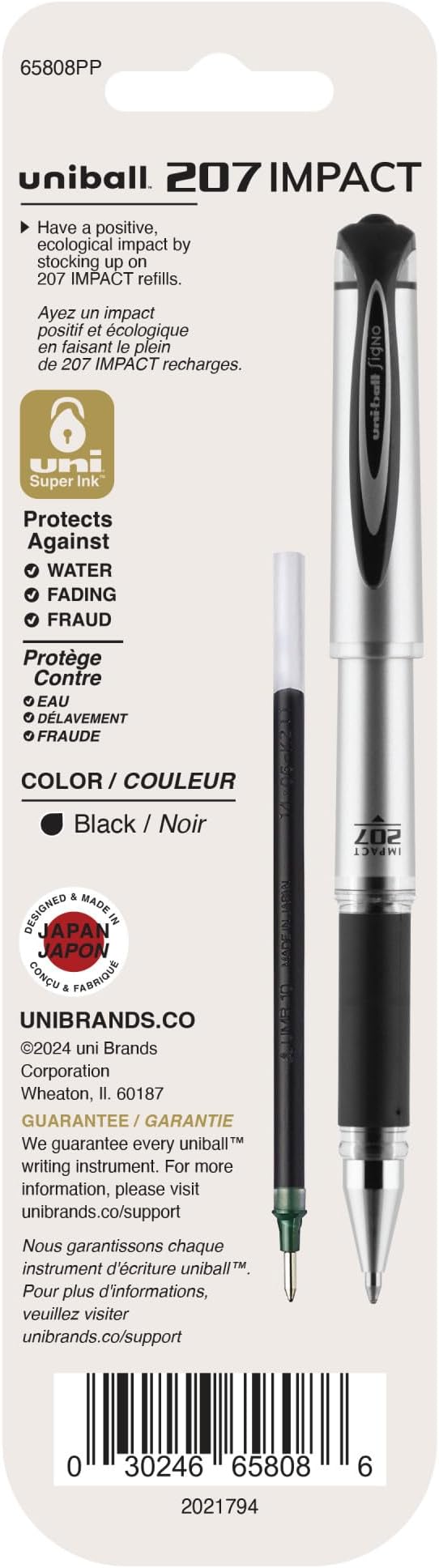 uniball Refill For Gel Impact Gel Pens, Bold Conical Tip, Black Ink, 2/pack , Packaging may vary