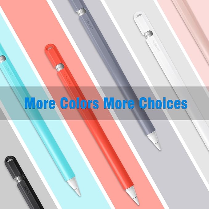 Fintie Silicone Sleeve Compatible with Apple Pencil 1st Generation, Ultra Light Pen Skin Case Cover Soft Protective Pencil Grip Holder with 2 Nib Covers & Cable Adapter Tether, Green