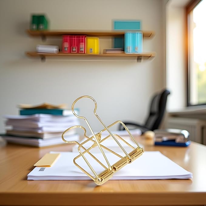 4Pcs Golden Hollow Out Long Tail Wire Binder Clips Paper Binder Clip Binder and Paper Clips Small in Size and Light in Weight Clips