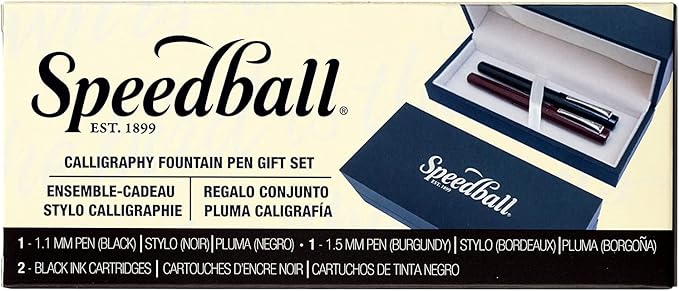 Speedball 002907 Calligraphy Fountain Pen Gift Set, Black
