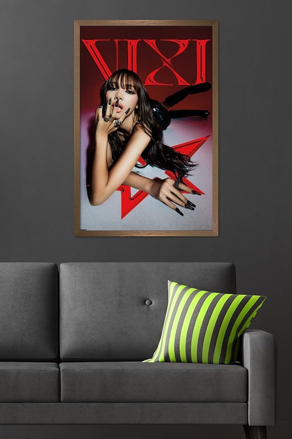 LISA - VIXI Red Star Wall Poster, 34L" x 22.4W", Bronze Framed Version