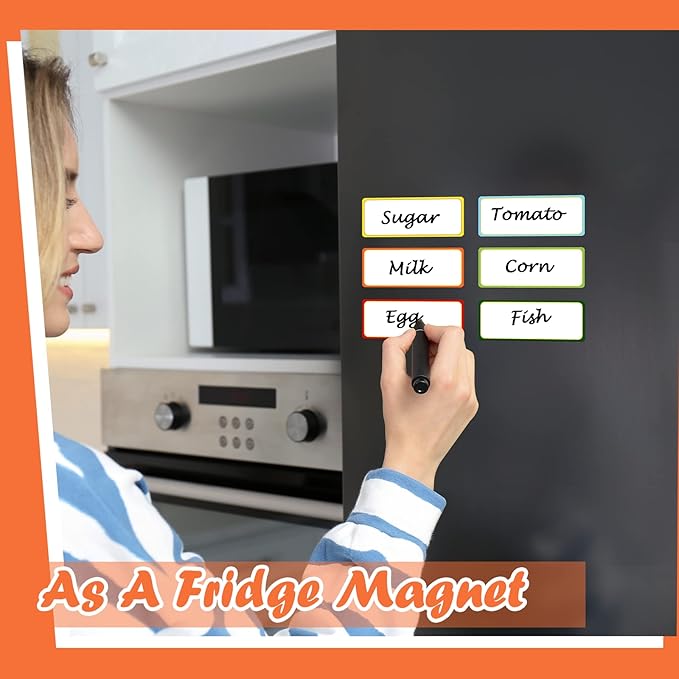 480 Pcs Magnetic Dry Erase Labels Reusable Name Tag Writable Stickers Colored Magnets Magnetic Strips for Whiteboard Rectangle Blank Name Plates for Lockers(Simple Style,3.2 x 1.2 in)