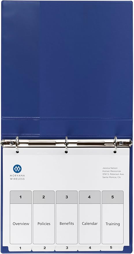 Avery Dividers for 3 Ring Binders, 5 Tabs per Set, Customizable Table of Contents, Classic White Tabs, Great for Organizing Reports, Projects, and More (11130)