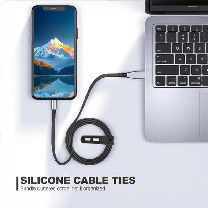 30 Pcs Cable Ties ,Silicone Cable Ties, Reusable Cord Organizer for Charger Cables, Hair Dryer, Home & Office, Flexible Cord Wraps for Electrical Wires (30 Pcs Cord Organizer)