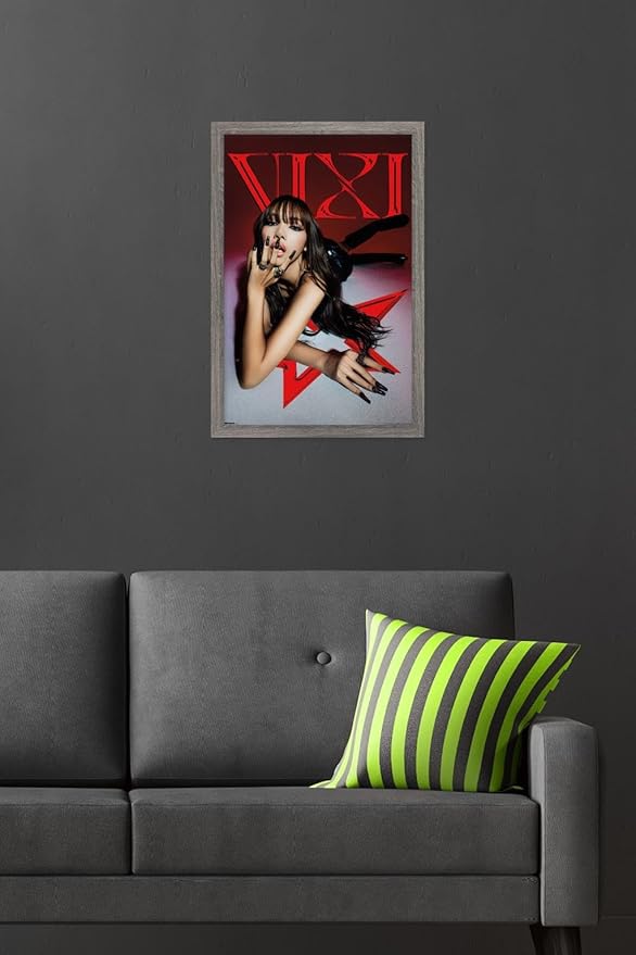 LISA - VIXI Red Star Wall Poster, 22.4L" x 14.7W", Barnwood Framed Version