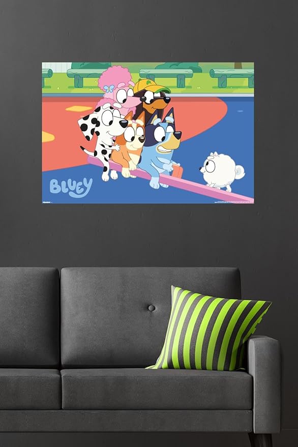 Bluey (2018) - Bluey and Friends See Saw Fun Wall Poster, 34L" x 22.4W", Premium Unframed Version