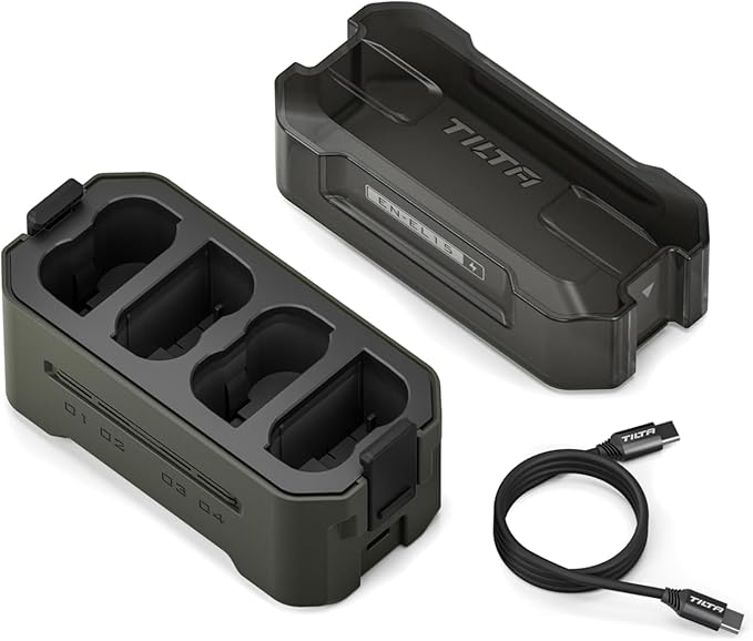 Tilta EN-EL15C Charging Station Battery Kit, 4-Slot 45W PD USB-C Fast Charger | Compatible with Nikon EN-EL15C Cameras | Compact Portable Charging Hub, 2 Batteries - Green