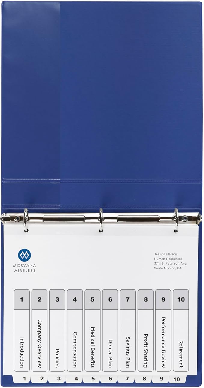 Avery Dividers for 3 Ring Binders, 10 Tabs per Set, Customizable Table of Contents, Classic White Tabs, Great for Organizing Reports, Projects, and More (3 Sets of 11077)