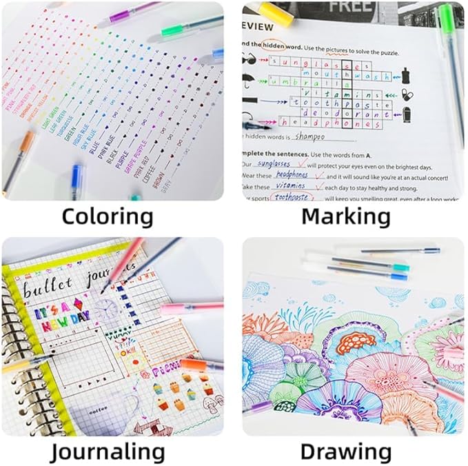 Fine Tip Colored Gel Pens, 28-Count 0.5mm Fine Point Pen, Smooth Writing Pens No Bleed Through, Ballpoint Planner Pen for Bible Journaling, Adult Coloring, Note Taking, Office School Supplies